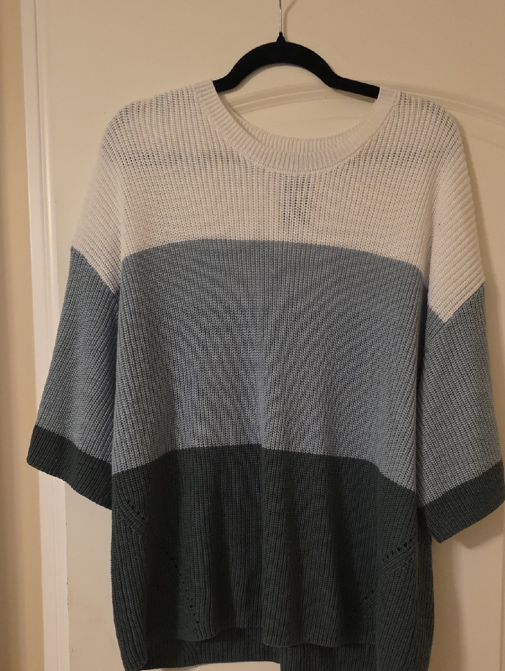 Matty M Colorblock Crewneck Sweater - White, Light Gray & Dark Gray